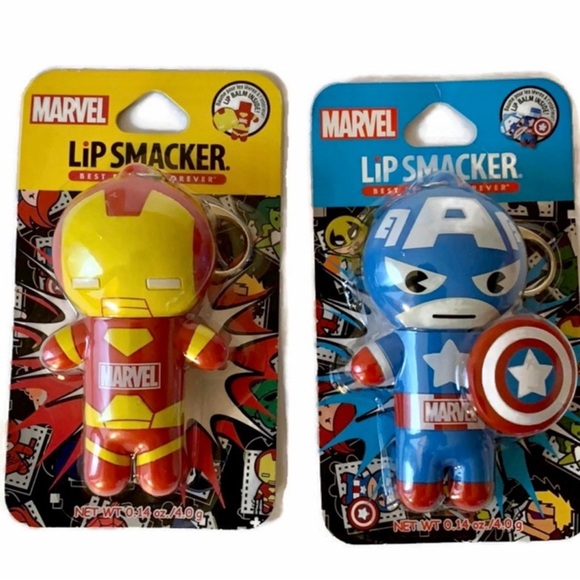 Lip Smacker Marvel Superhero Bundle of Iron Man and Captain America  Lip Balms - Picture 1 of 5